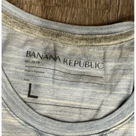 Banana Republic Shirt Men's Large Sky Blue Tri Blend Tee Solid Crew Neck T-Shirt - Picture 8 of 8